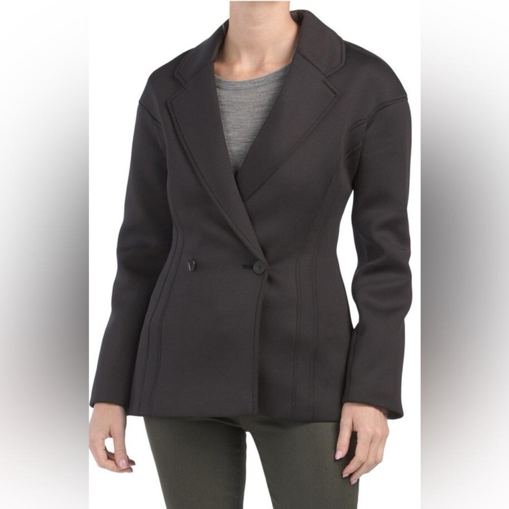NWT-Zara -Classic neoprene Black Blazer